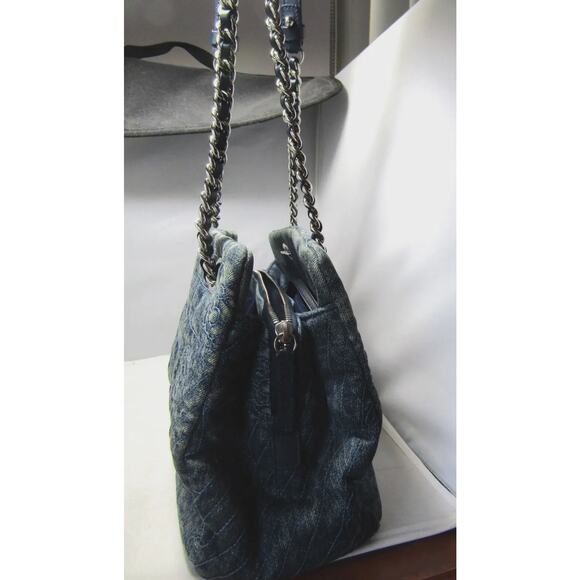 Chanel Denim Blue Camellia Just Mademoiselle Bowler Bag - Picture 9 of 12